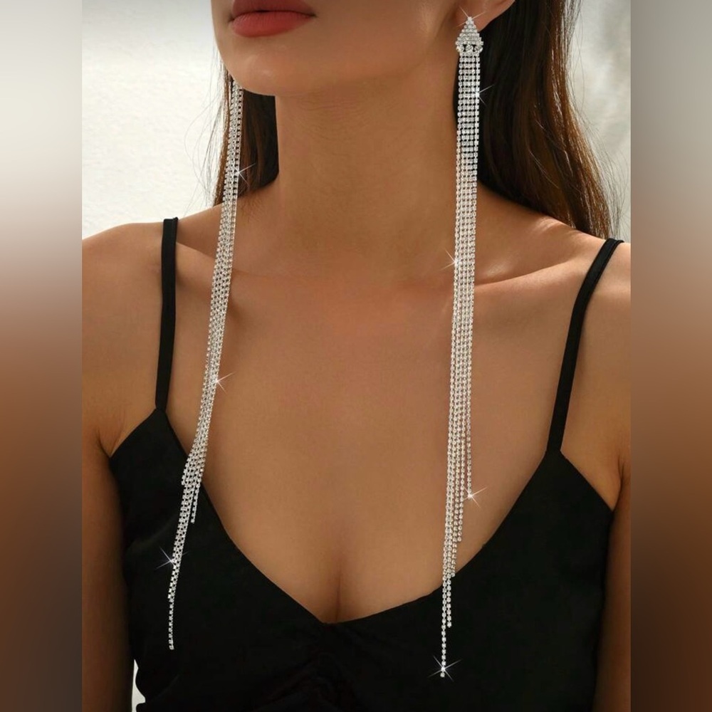Sparkling Silver Tassel Earrings